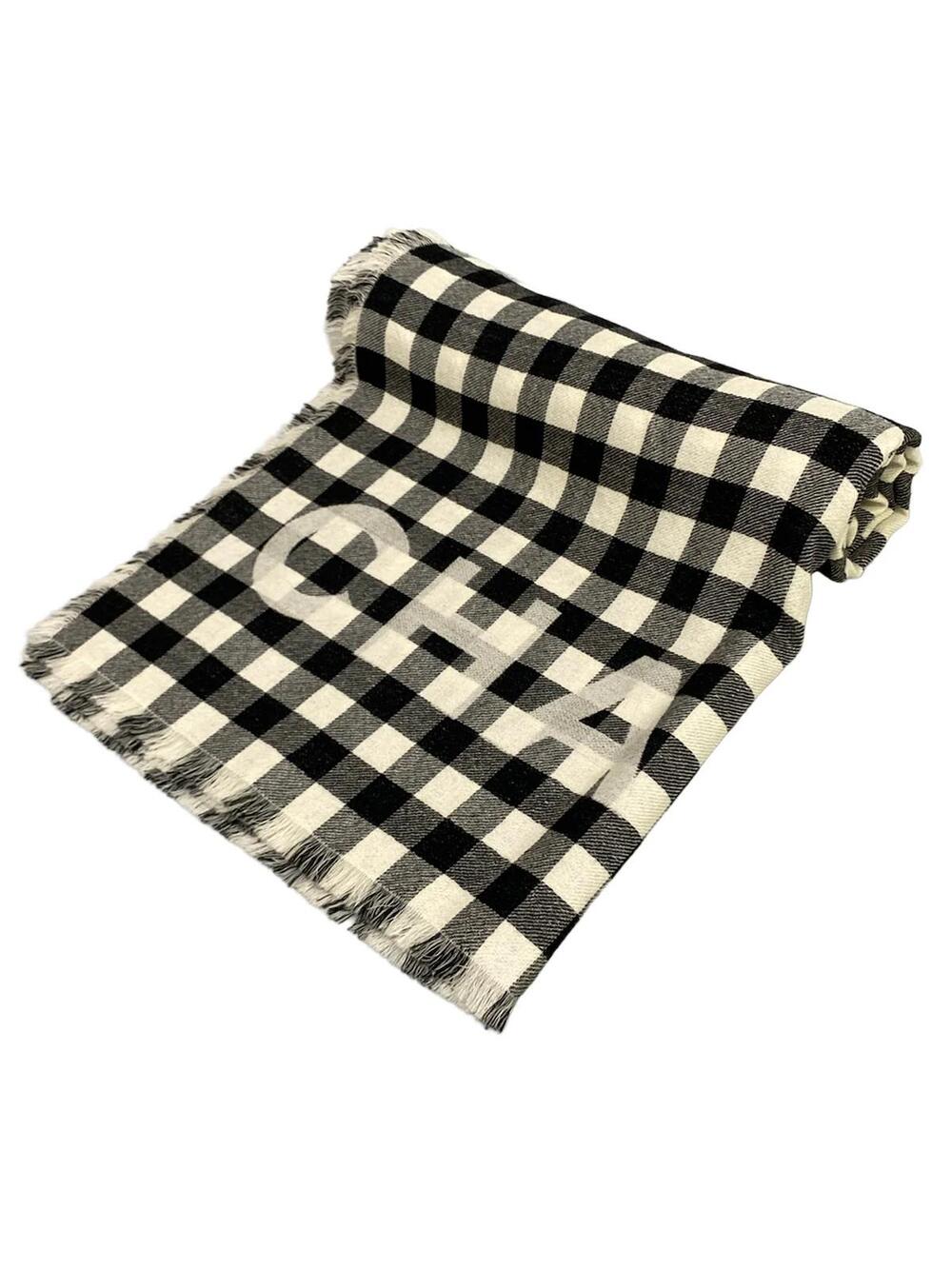 Chanel Cream Black Cashmere Scarf #373502C14B